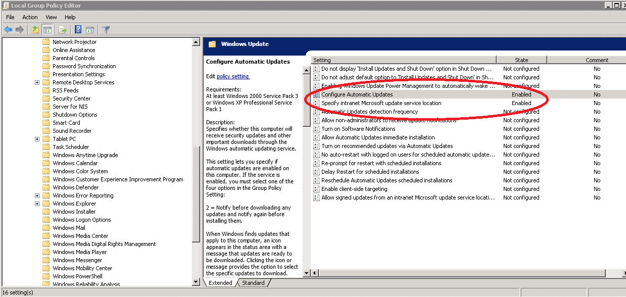 Configurare gli aggiornamenti automatici in Windows Server 2008 tramite WSUS Server
