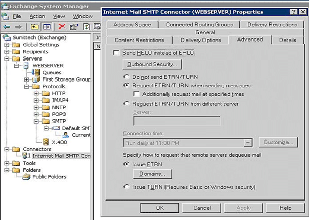 Configurazione SMTP Authentication per Mail Relay Outbound Service con SmartHost in Exchange Server 2003 SP2