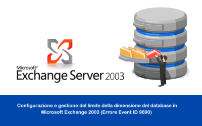 Configurazione e gestione del limite della dimensione del database in Microsoft Exchange 2003 (Errore Event ID 9690)