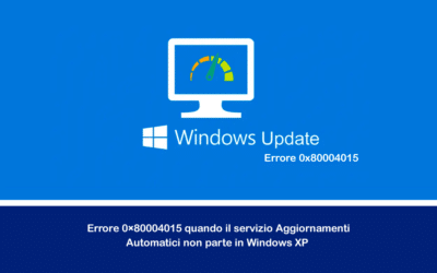 Errore 0×80004015 quando il servizio Aggiornamenti Automatici non parte in Windows XP