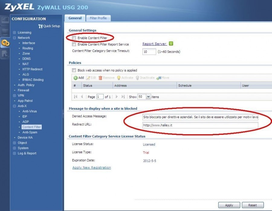 Come Configurare I Content Filter Custom Sul Firewall Zyxel Zywall Usg200