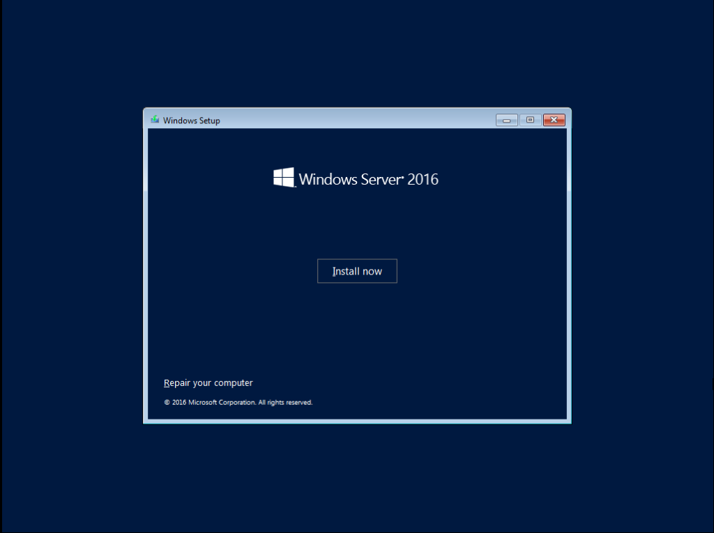 Installazione Base di Microsoft Windows Server 2016