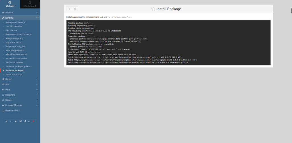 Installazione e Configurazione del Mail Server Postifix su Raspberry tramite Webmin