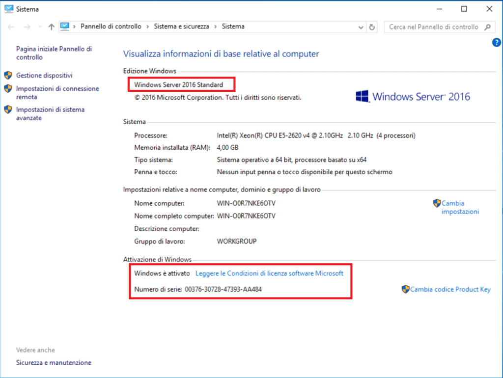 Modificare la versione di Windows Server 2016 da Evaluation a Retail o OEM - Non è possibile aggiornare questa versione