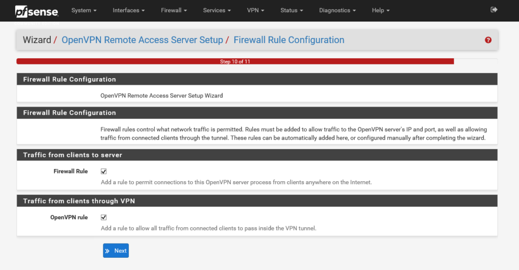 Configurare OpenVPN Server su pfSense