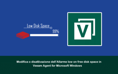 Modifica o disattivazione dell’Allarme low on free disk space in Veeam Agent for Microsoft Windows