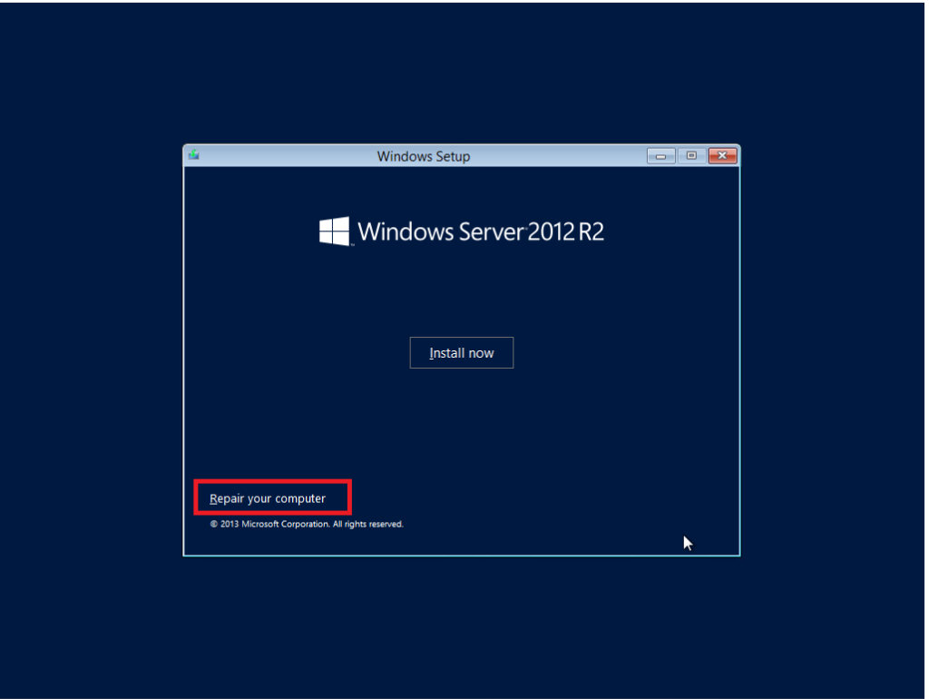 Reset della password dell'utente Administrator in Windows Server 2012 R2