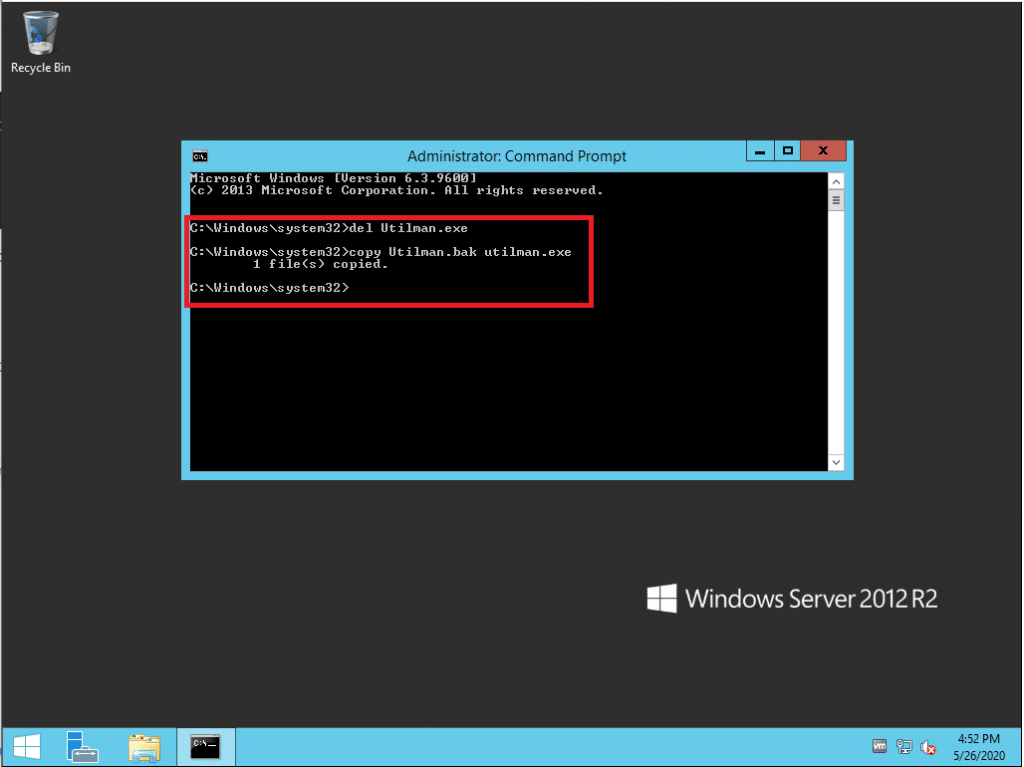 Reset della password dell'utente Administrator in Windows Server 2012 R2