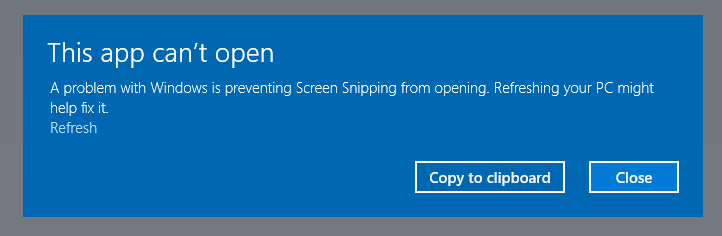 Snipping Tool dopo l'aggiornamento a Windows 11 non si apre. Errore: A problem with Windows is preventing Screen Snipping from opening.