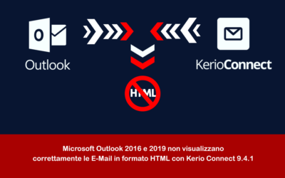 Microsoft Outlook 2016 e 2019 non visualizzano correttamente le E-Mail in formato HTML con Kerio Connect 9.4.1