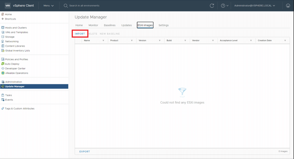 Upgrade di Host VmWare vSphere ESXi dalla versione 6.0 alla 6.7 utilizzando vSphere Update Manager (VUM)