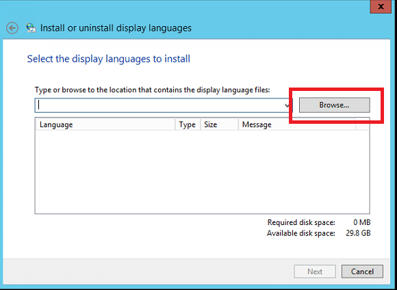 Upgrade Windows Server dalla versione 2012 R2 alla versione 2019. Error: Your files, apps, and settings can't be kept because you've chosen to install Windows Server 2019 using a different language than you're currently using.