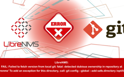 LibreNMS: FAIL: Failed to fetch version from local git: fatal: detected dubious ownership in repository at ‘/opt/librenms’ To add an exception for this directory, call: git config –global –add safe.directory /opt/librenms