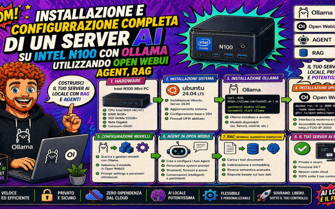 Installazione e Configurazione Completa di un Server AI su Intel N100 con Ollama utilizzando Open-WebUI e Agent RAG
