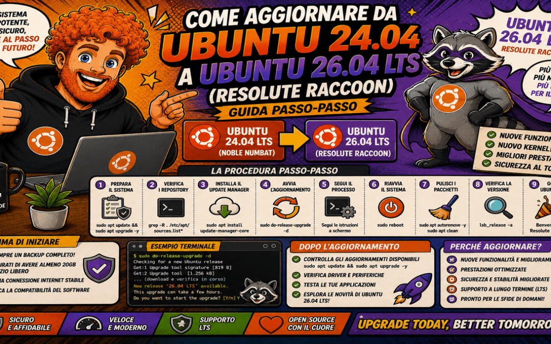 Come aggiornare da Ubuntu 24.04 a Ubuntu 26.04 LTS (Resolute Raccoon): guida passo-passo
