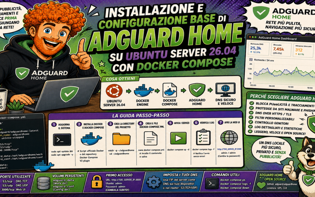 Installazione e Configurazione Base di AdGuard Home su Ubuntu Server 26.04 con Docker Compose