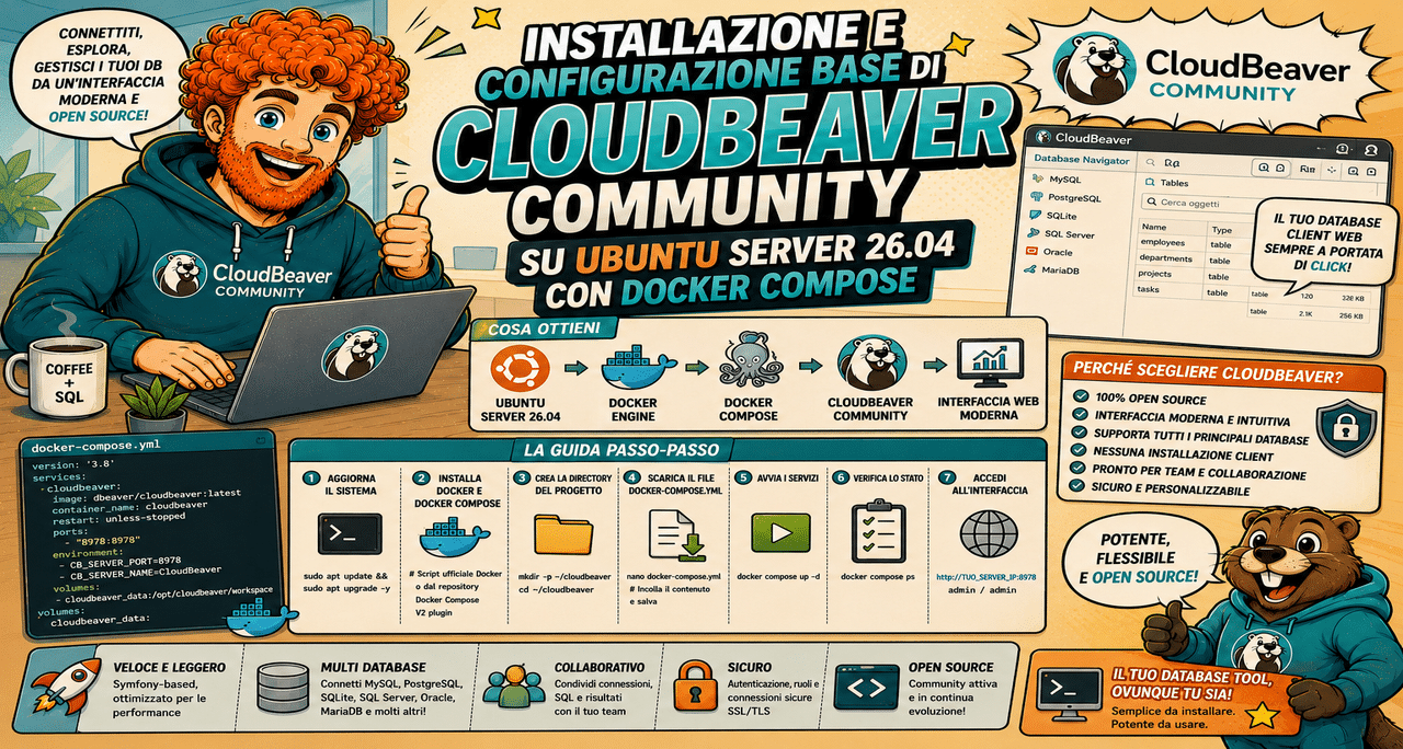 Installazione e Configurazione Base di CloudBeaver Community su Ubuntu Server 26.04 con Docker Compose