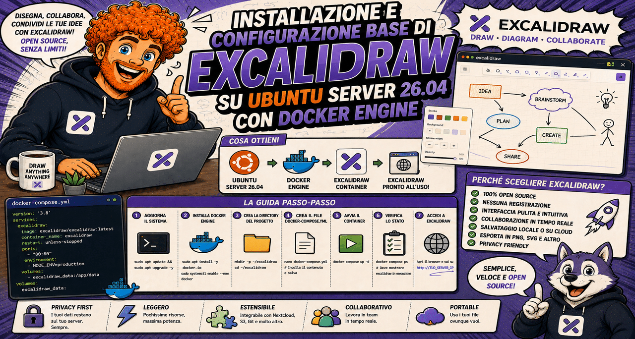 Installazione e Configurazione Base di Excalidraw su Ubuntu Server 26.04 con Docker Engine