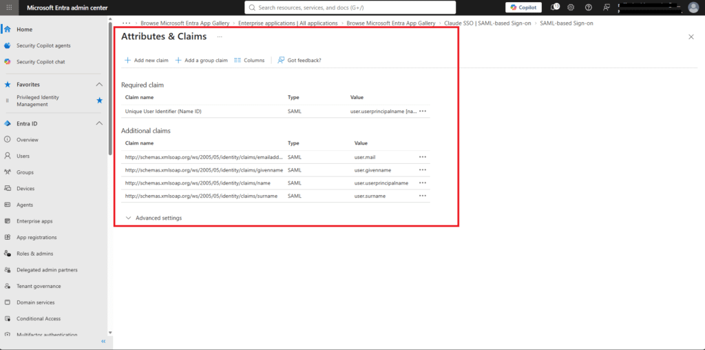 Configurazione autenticazione SSO SAML tra Anthropic Claude Team e il tenant Microsoft Entra ID - Raffaele Chiatto