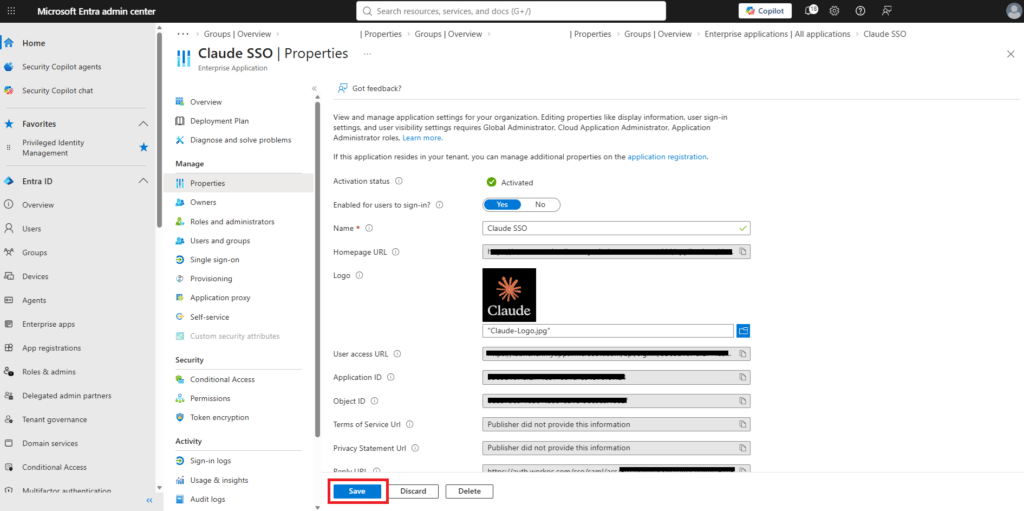 Configurazione autenticazione SSO SAML tra Anthropic Claude Team e il tenant Microsoft Entra ID - Raffaele Chiatto