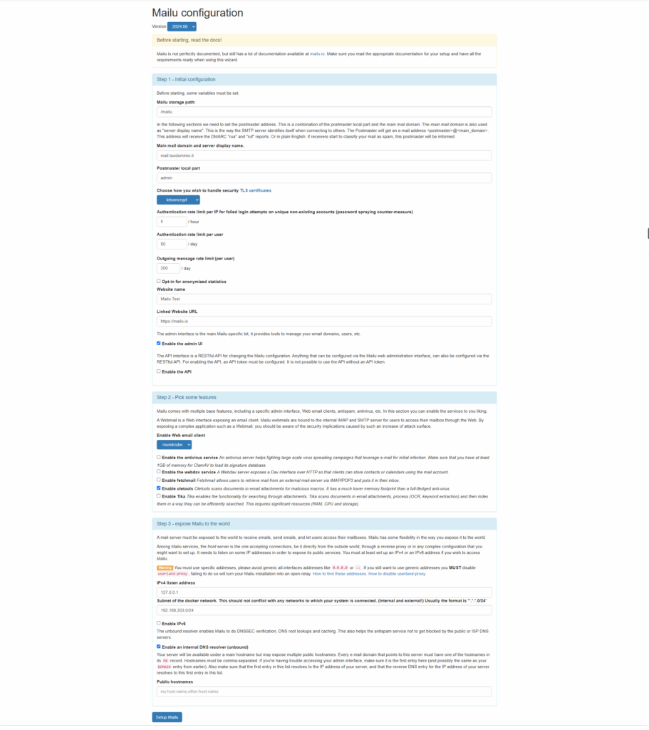 Installazione e Configurazione Base di Mailu su Ubuntu Server 26.04 con Docker Engine - Raffaele Chiatto