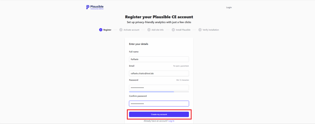 Installazione e Configurazione Base di Plausible Analytics (Community Edition) su Ubuntu Server 26.04 con Docker Compose - Raffaele Chiatto