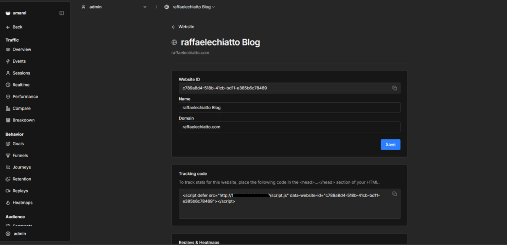 Installazione e Configurazione Base di Umami su Ubuntu Server 26.04 con Docker Compose - Raffaele Chiatto